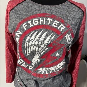 American Fighter Red and Gray Long Sleeve Shirt